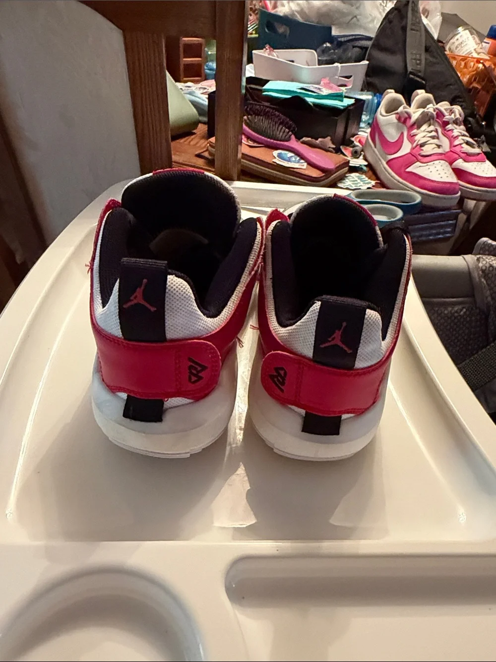 Jordan Kids White, Red and Black Low-Top Sneakers